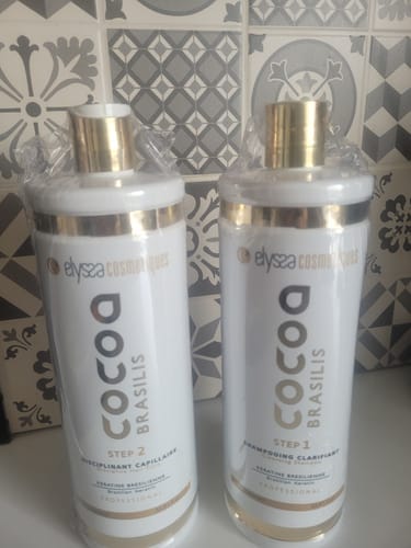 Customer photo review of Kit Lissage Brésilien Kératine & Shampoing Clarifiant Cocoa Brasilis - 2x1L
