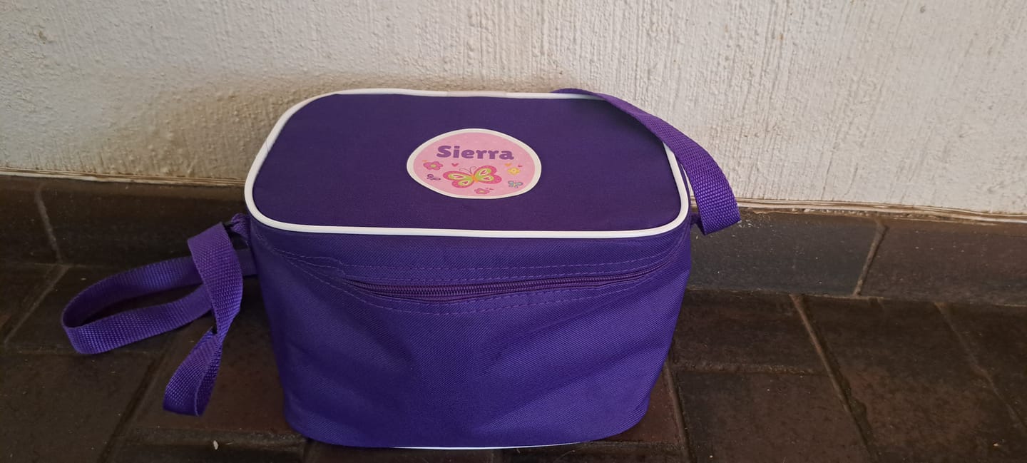 Customer photo review of Purple Lunch Bag - Designer themes