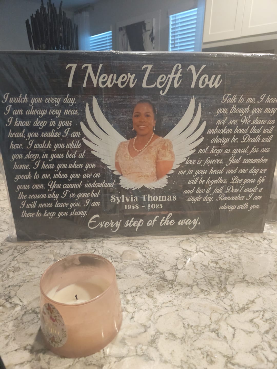 Customer photo review of Personalized Canvas Prints, Custom Photo, Memorial Gifts, Sympathy Gifts, Angel Wings I Never Left You Love Dem Canvas