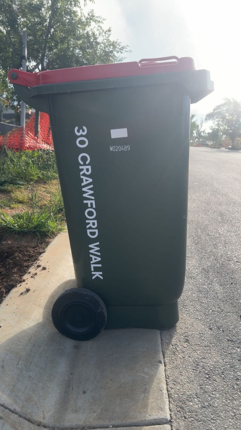 Customer photo review of Vertical Wheelie Bin Street Name & Number Sticker