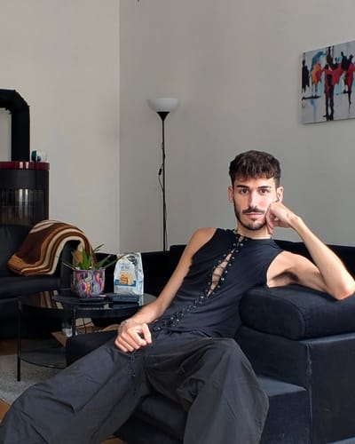 Customer photo review of Mens Lace-Up Crossed Cropped Tank SKUK99941