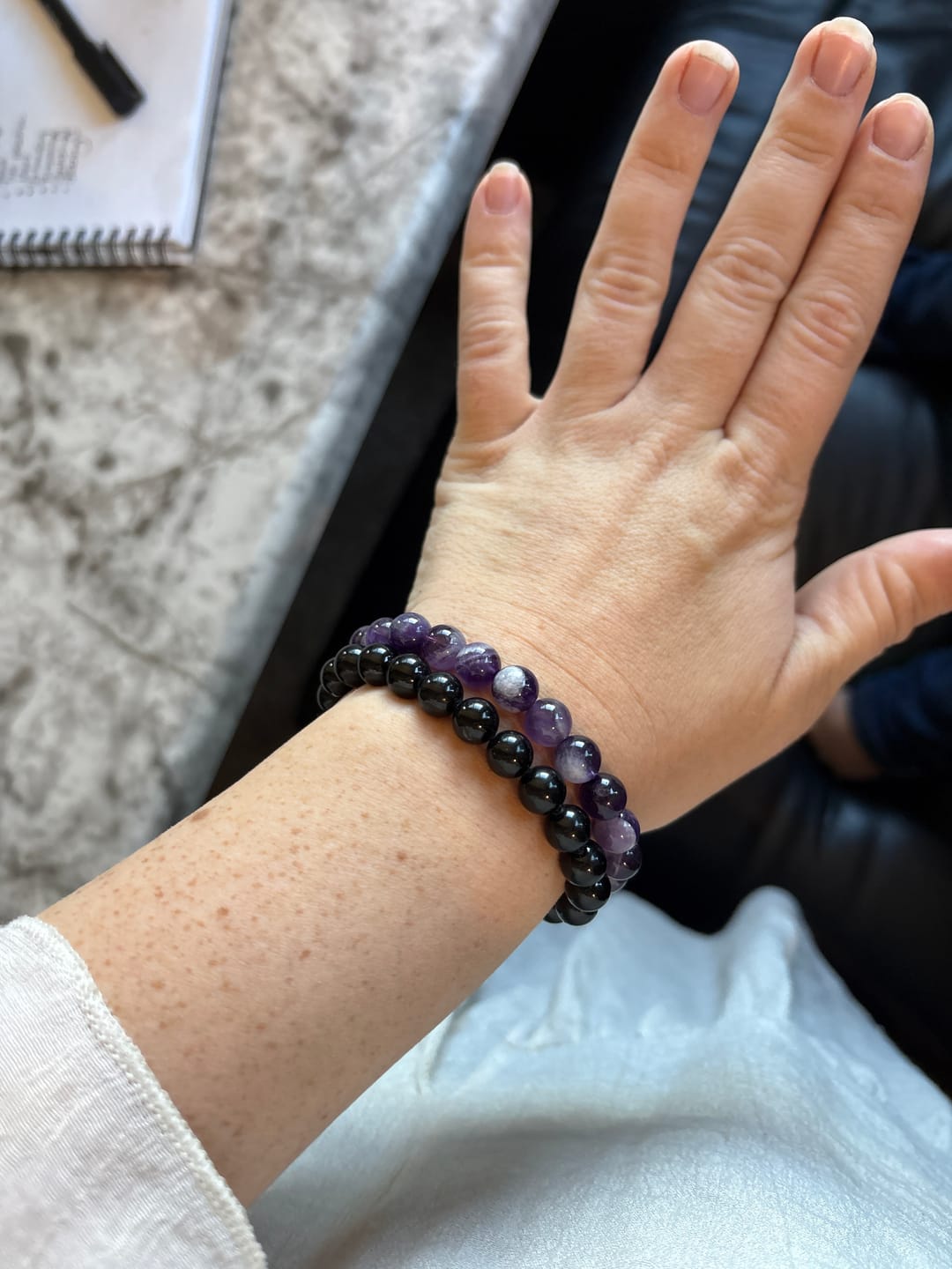 Customer photo review of Amethyst Sensory Bracelet