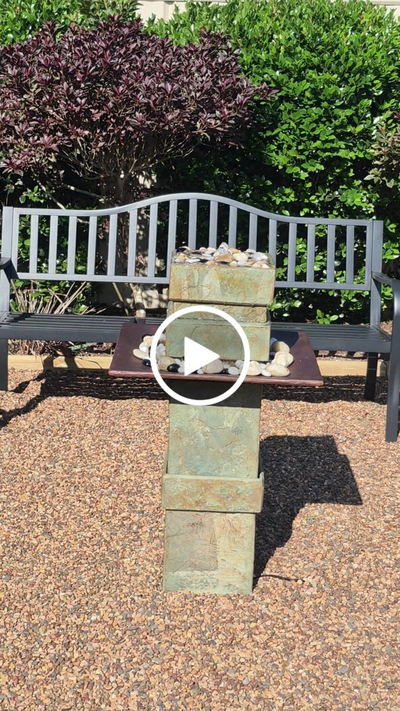 Customer video review of Terra Pillar Slate & Copper Modern Tower Fountain