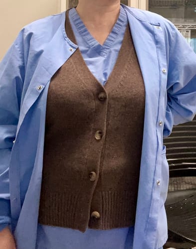 Customer photo review of Brand New Mocha Luxury Cashmere V Neck Waistcoat Large UK 16-18