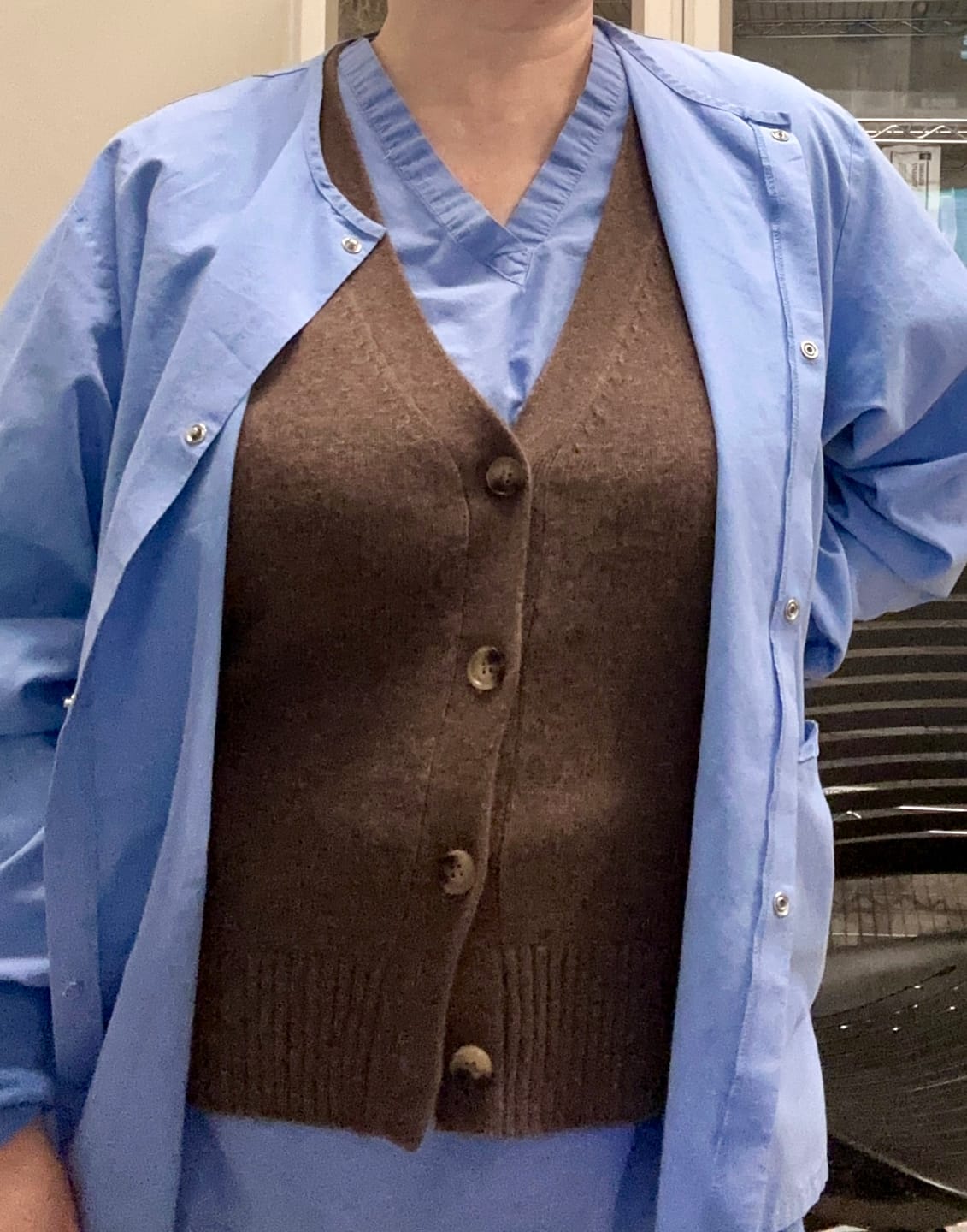 Customer photo review of Brand New Mocha Luxury Cashmere V Neck Waistcoat Large UK 16-18