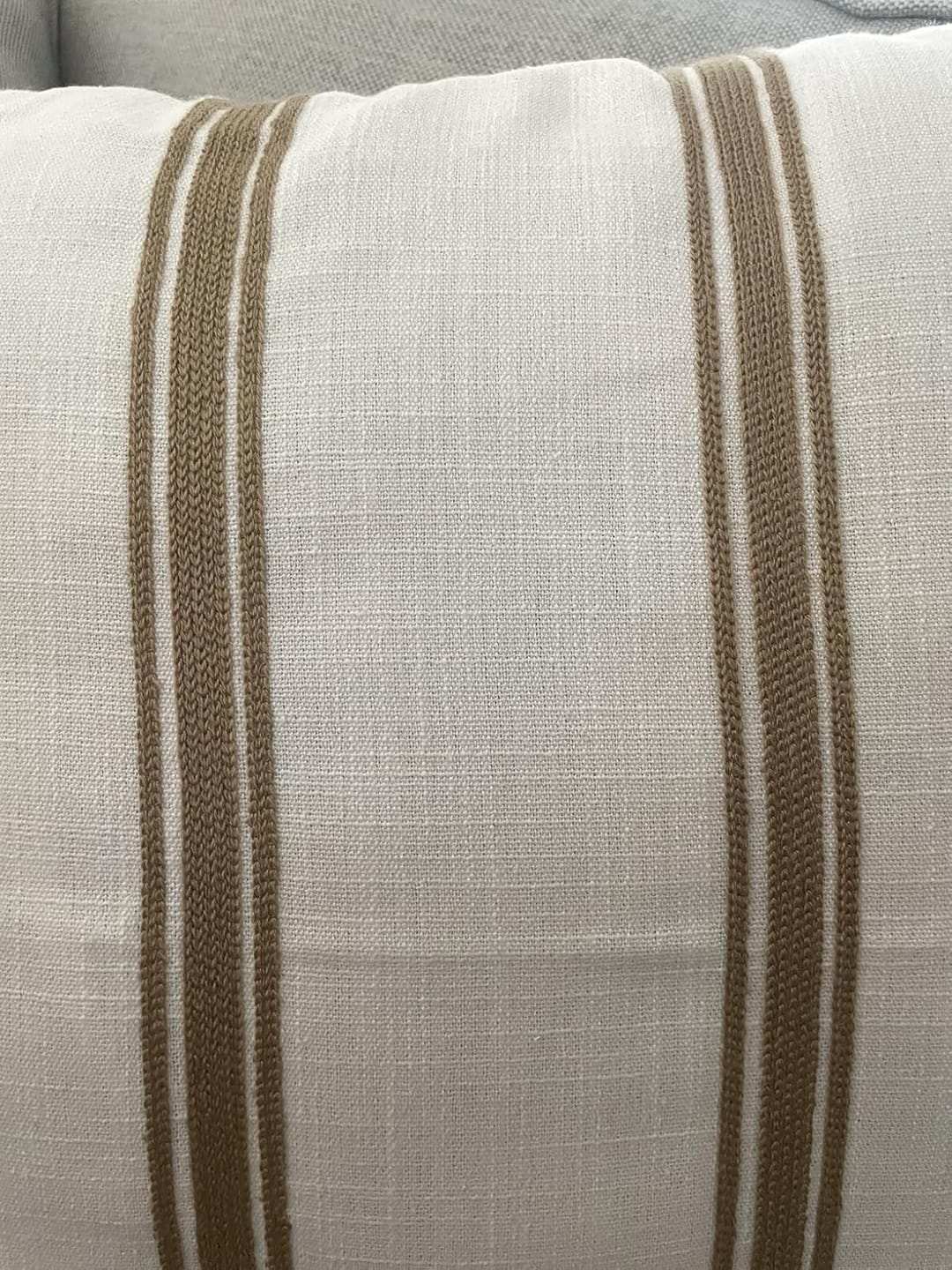 Customer photo review of Elowen Indoor Outdoor Throw Pillow Cover, Embroidered Stripes, Neutral Ivory Cream, 20"x20"