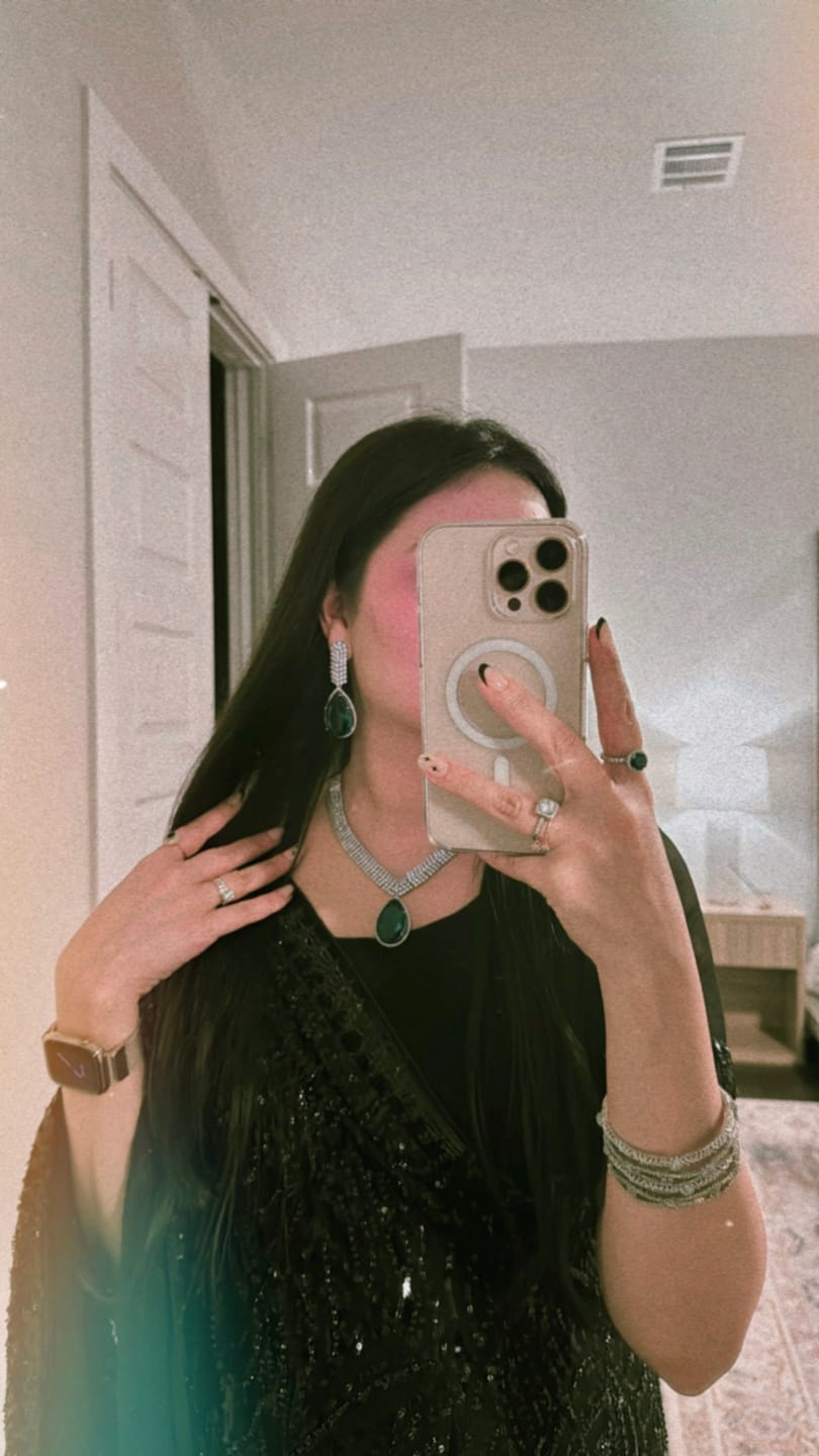 Customer photo review of Sharmine - Pavé Rhodium Diamanté Accent Necklace Set