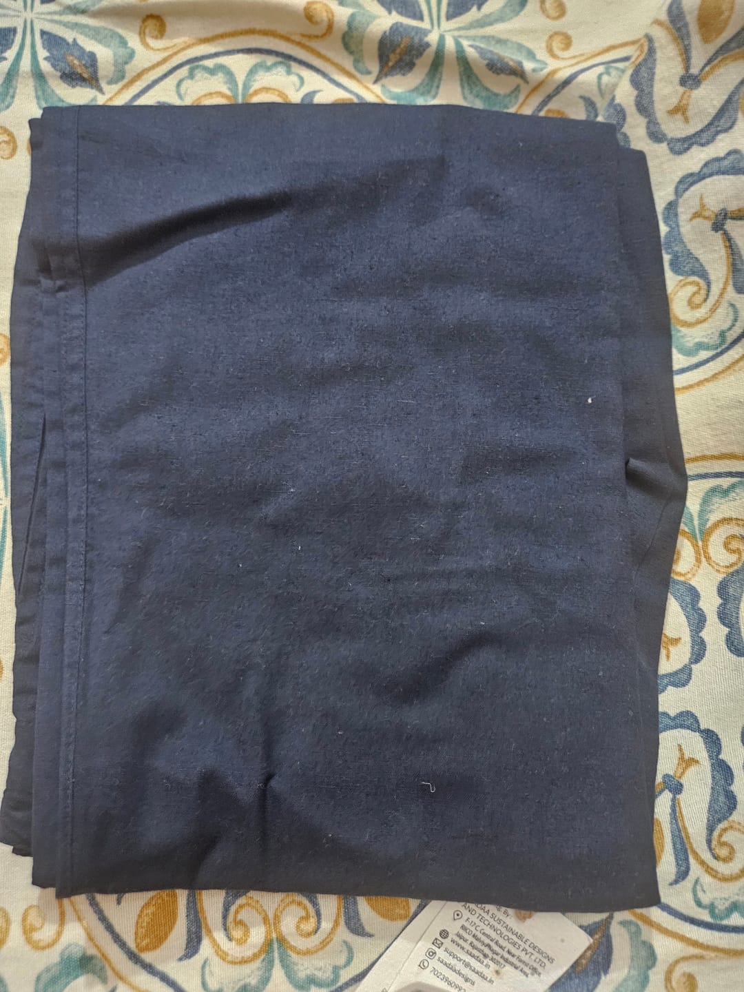 Customer photo review of Women Navy Blue Airy Linen Straight Pants