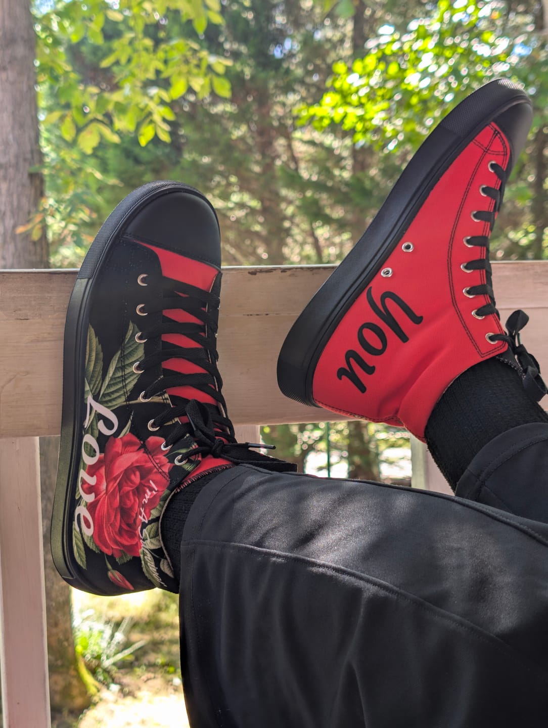 Customer photo review of Roses Of Hope High Top Shoes