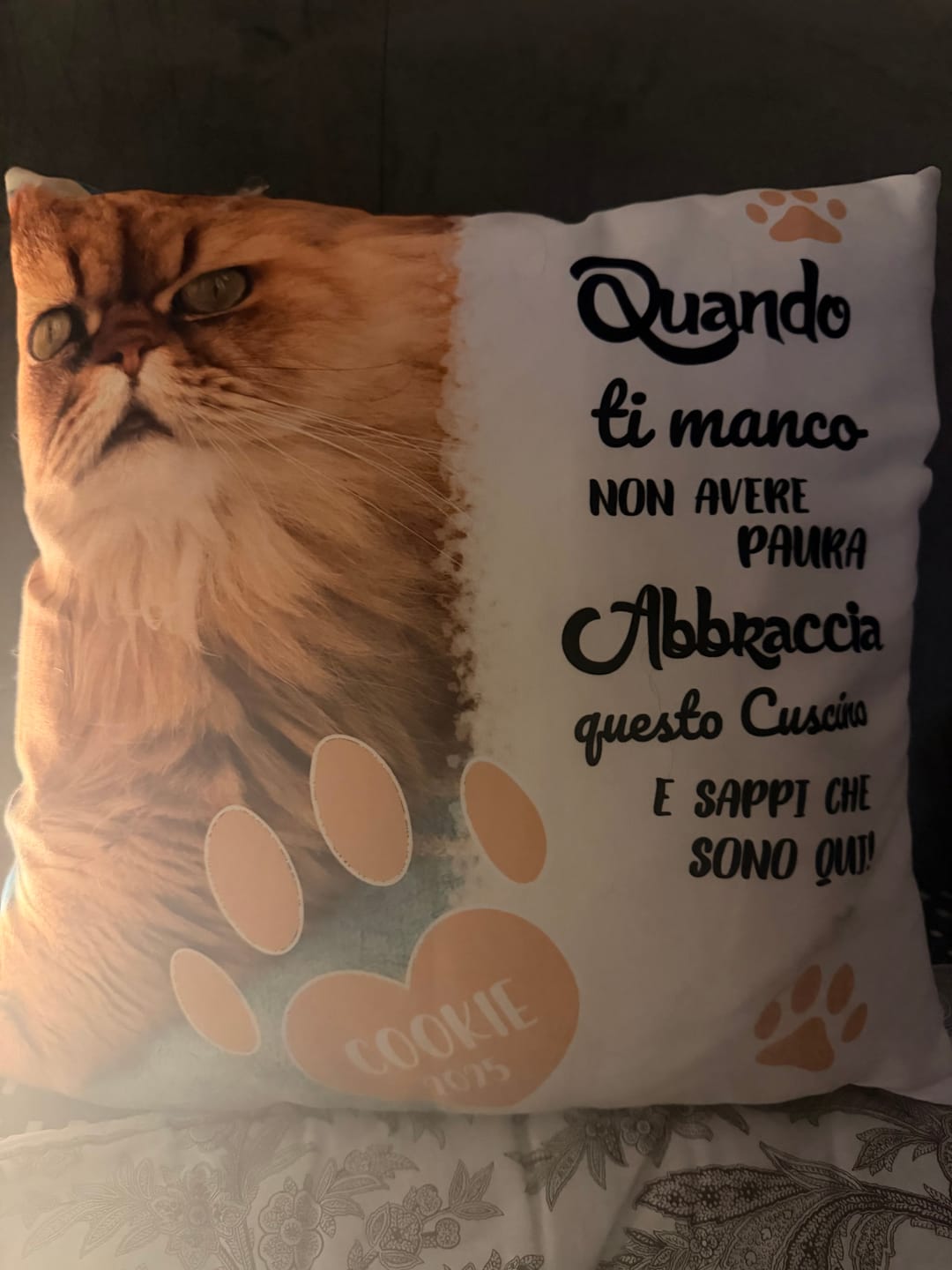 Customer photo review of Quando ti manco - Cuscino personalizzato