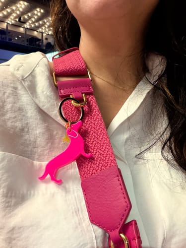 Customer photo review of Acrylic dachshund Keyring - Hot pink