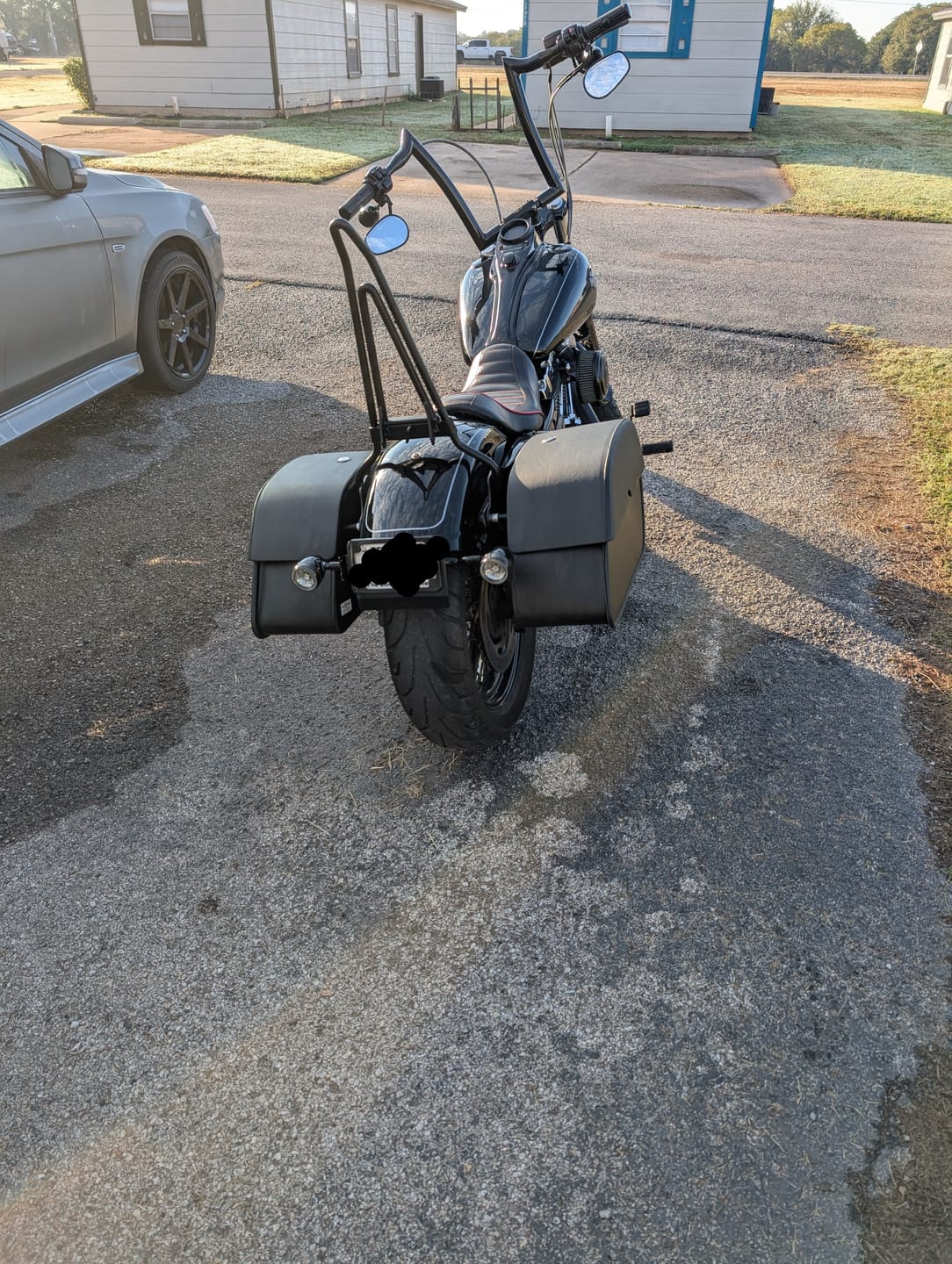 Customer photo review of Iron Born Blade 25" Sissy Bar with Foldable Luggage Rack for Harley Dyna Wide Glide FXDWG/I Matte Black
