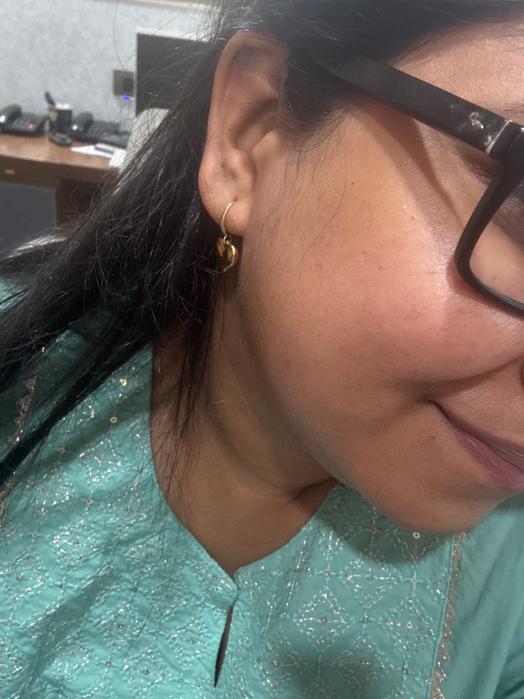 Customer photo review of Dangling Heart Earrings