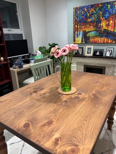 Customer photo review of Farmhouse Dining Table Oiled base