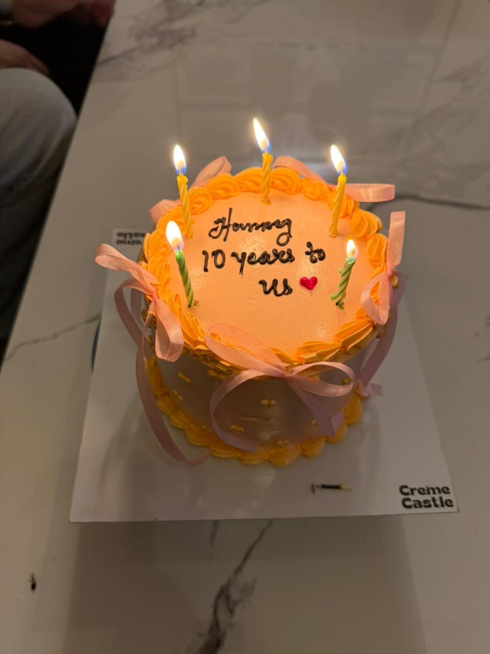 Customer photo review of Peach Ribbon Cake