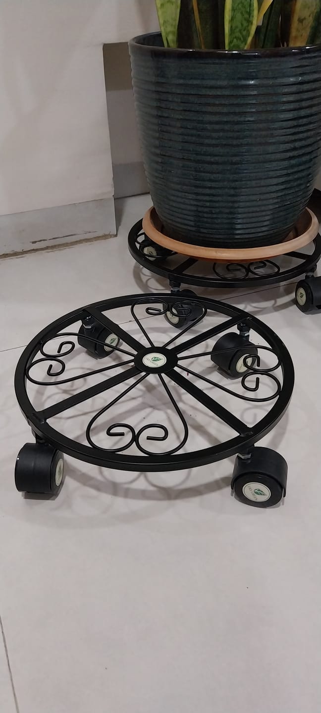 Customer photo review of TryGreen Luna Wheel Rolling Plant Stand for Planters