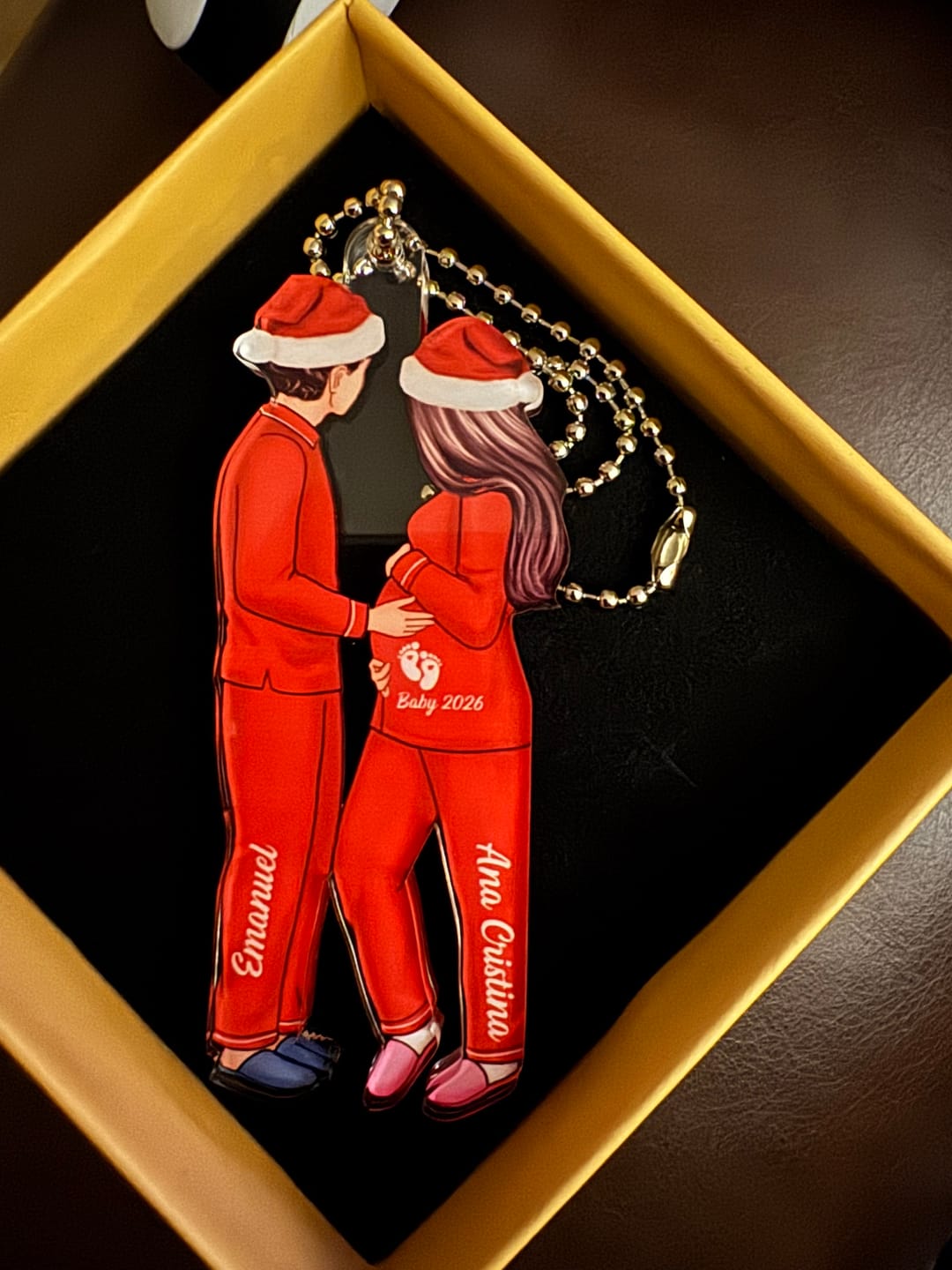 Customer photo review of Expecting Parents Christmas Pregnancy Personalized Acrylic Ornament, Baby Arriving Ornament