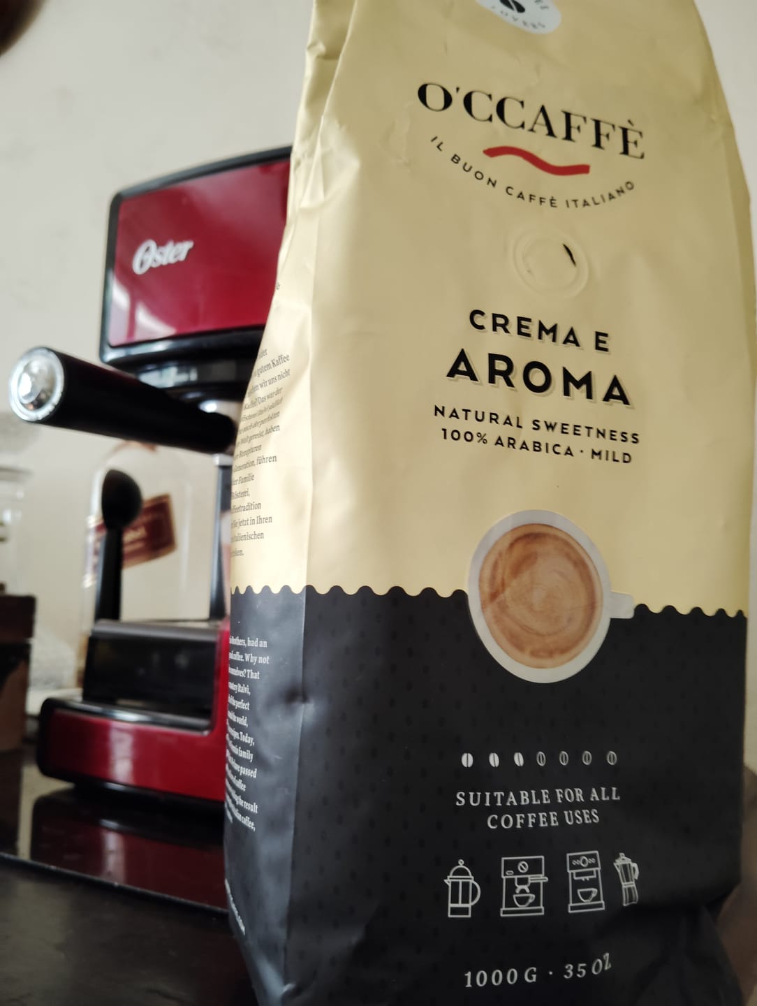 Customer photo review of Occaffe Grano Crema E Aroma 100% Arabica 1kg
