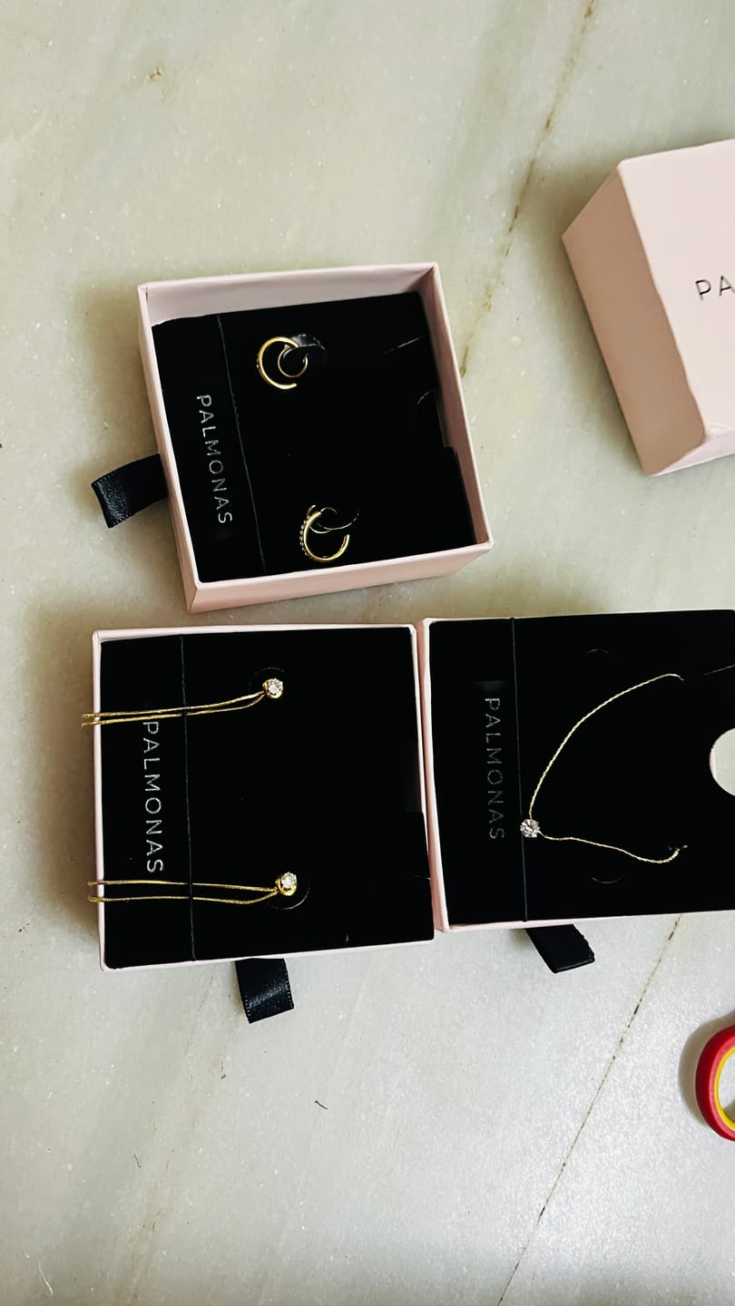 Customer photo review of Dainty Threader Dangle Earrings