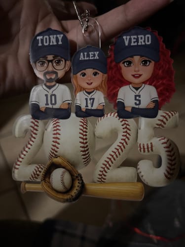 Customer photo review of 3D Effect Christmas Baseball Family Together We're A Team - Personalized Acrylic Ornament - Gift For Family