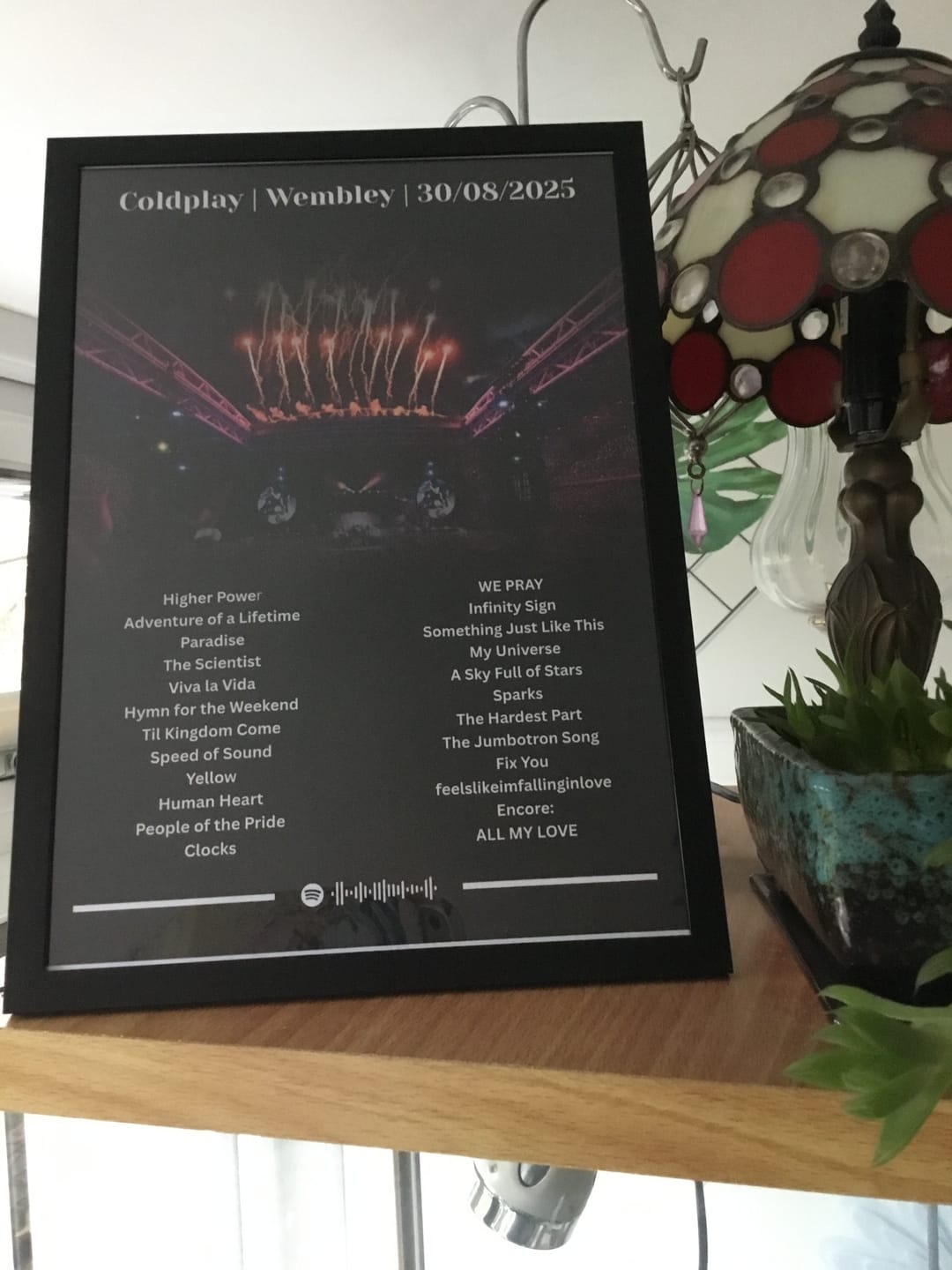 Customer photo review of Coldplay Personalised Fireworks Setlist Poster