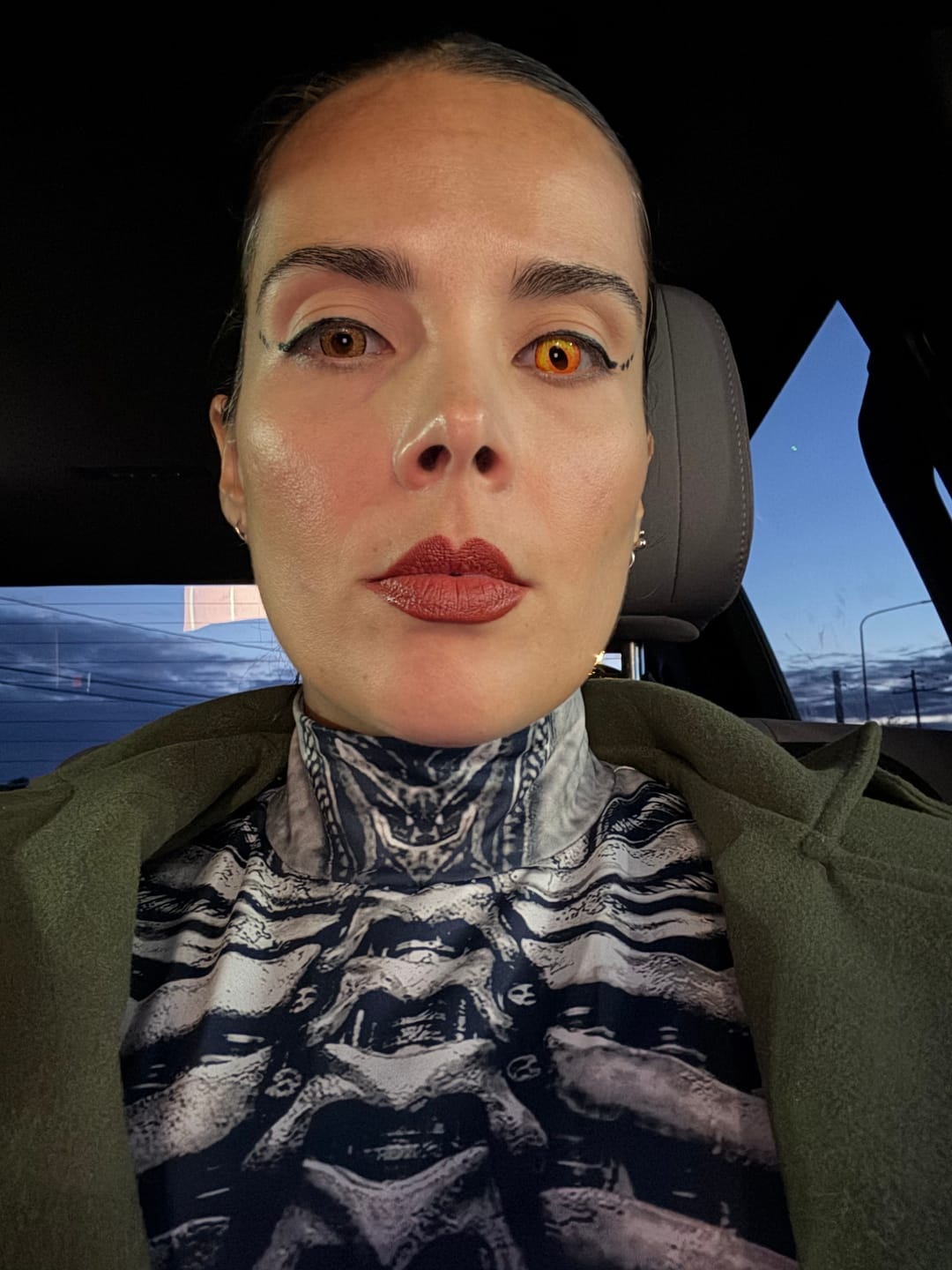 Customer photo review of Halloween DragonMaid Yellow Colored Contact Lenses