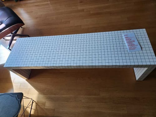 Customer photo showing the Quaderna grid surface detail