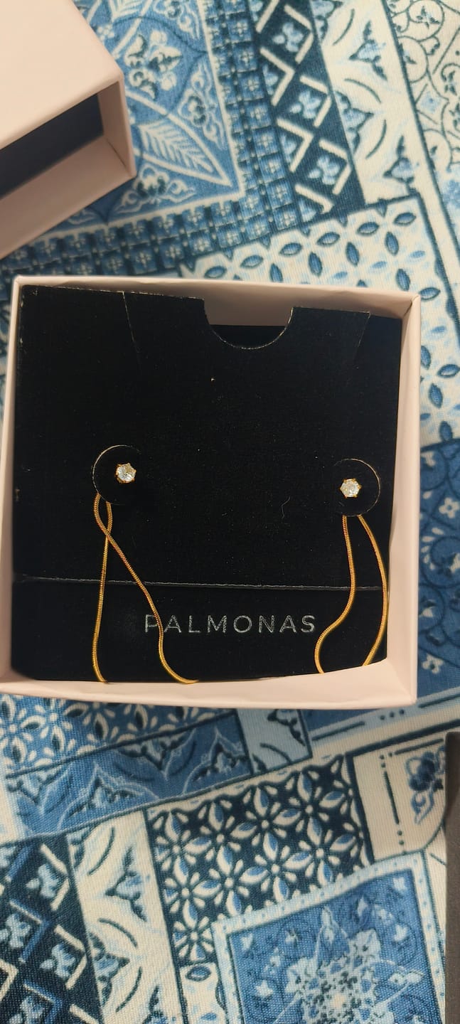 Customer photo review of Dainty Threader Dangle Earrings