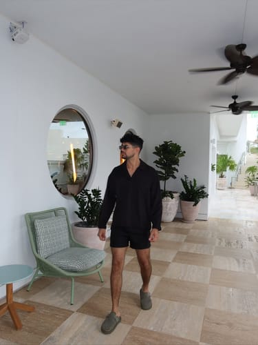 Customer photo review of Mens Solid Color Minimalist Loose Two Pieces Outfit SKUK98812