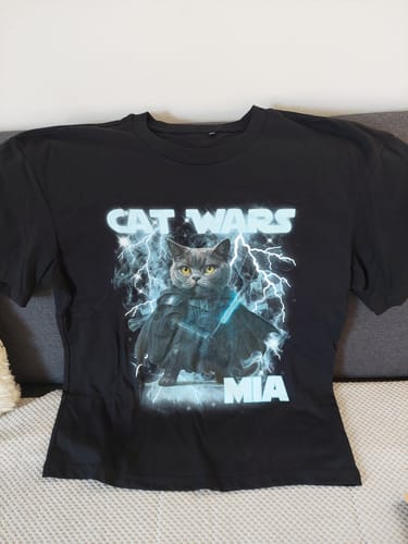 Customer photo review of CAT WARS- Premium Unisex T-Shirt