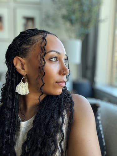Customer photo review of Pre-looped Crochet Boho Locs with Human Hair Curls