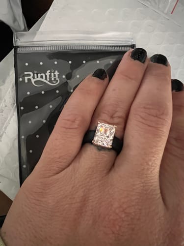 Customer photo review of Silicone Ring – 10×8 mm Emerald Cut CZ | Patent-Pending Design - GlowStone Collection