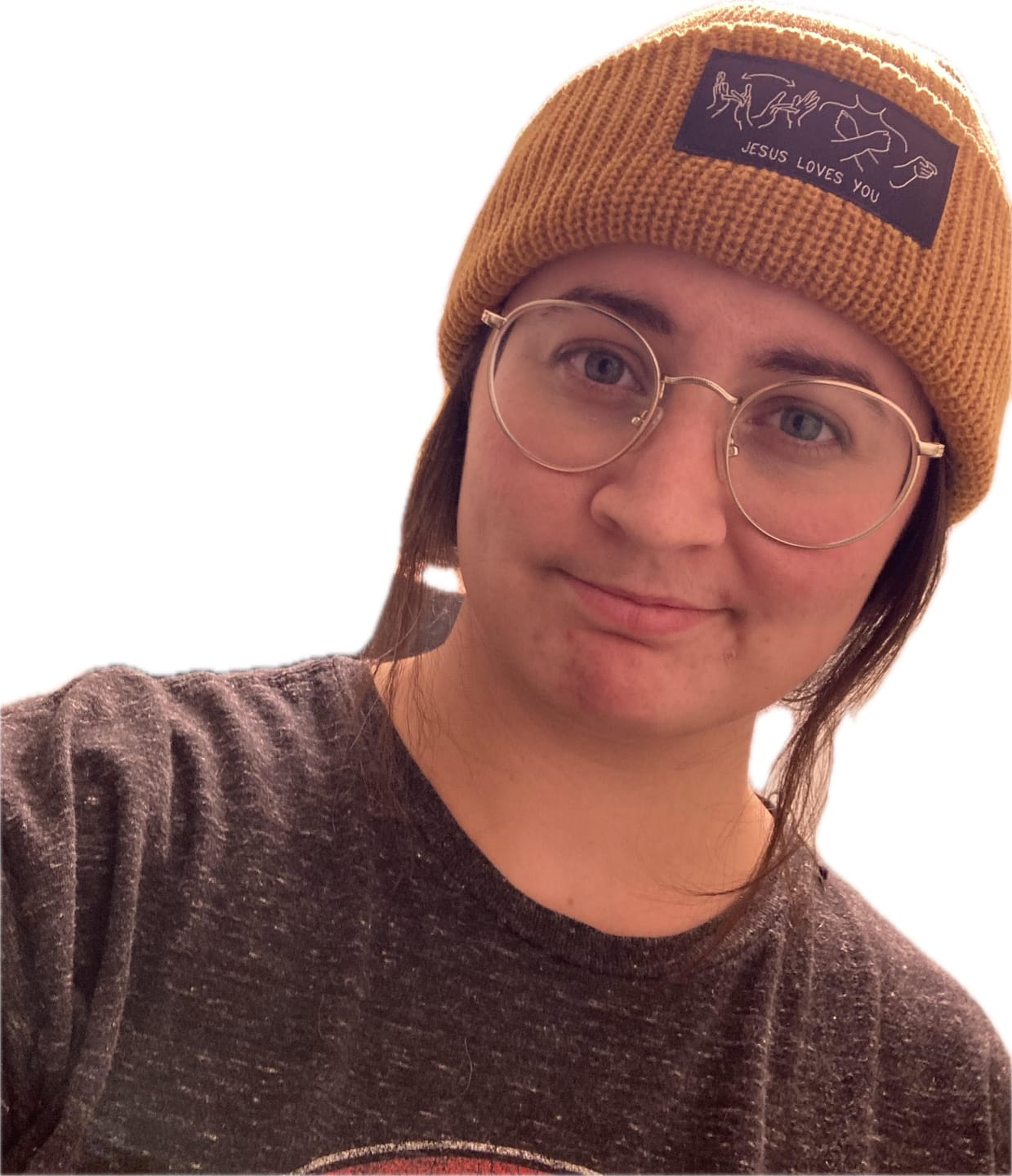 Customer photo review of JESUS LOVES YOU ASL BEANIE+