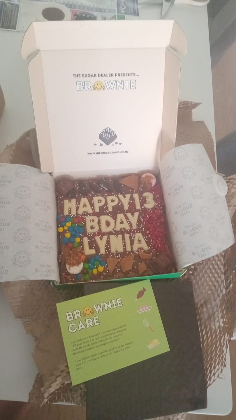 Customer photo review of Custom message loaded brownie