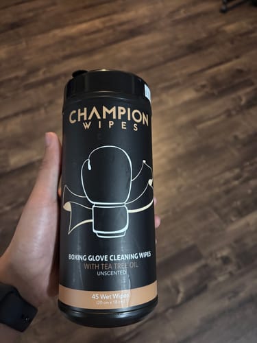 Customer photo review of CHAMPION WIPES – BOXING GLOVE CLEANING WIPES see