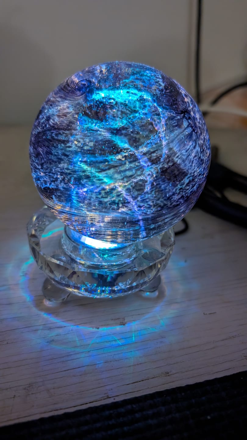 Customer photo review of Dichroic Explosion Orb with Cremation Ash