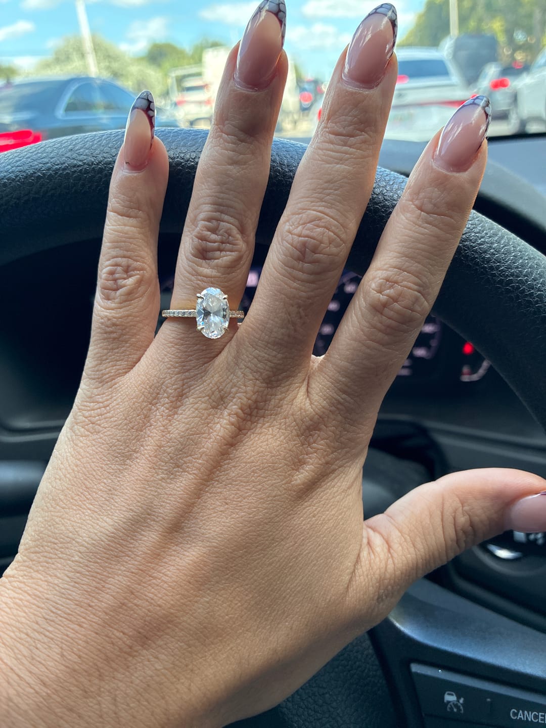 Customer photo review of S925 4.0Ct Oval Cut Classic Hidden Halo Pavé Engagement Ring Promise Ring