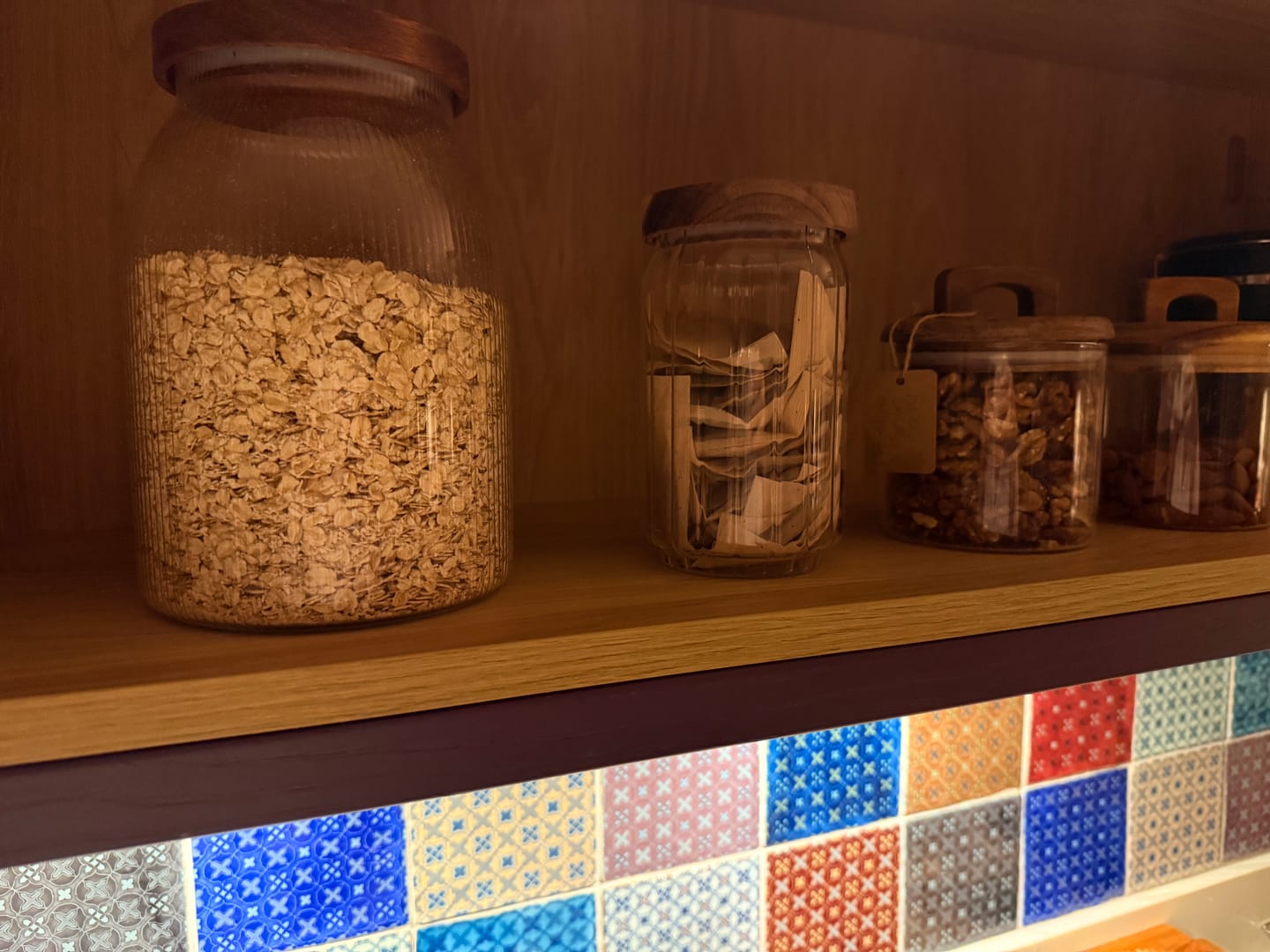 Customer photo review of Ribbed Acacia Glass Pantry Jars