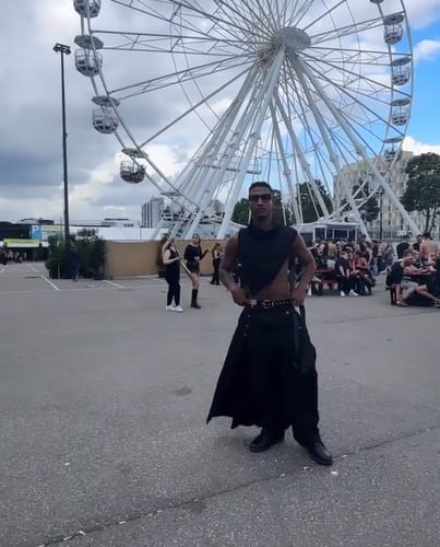 Customer photo review of Mens Faux Two-Piece Layered Casual Pant SKUL11493