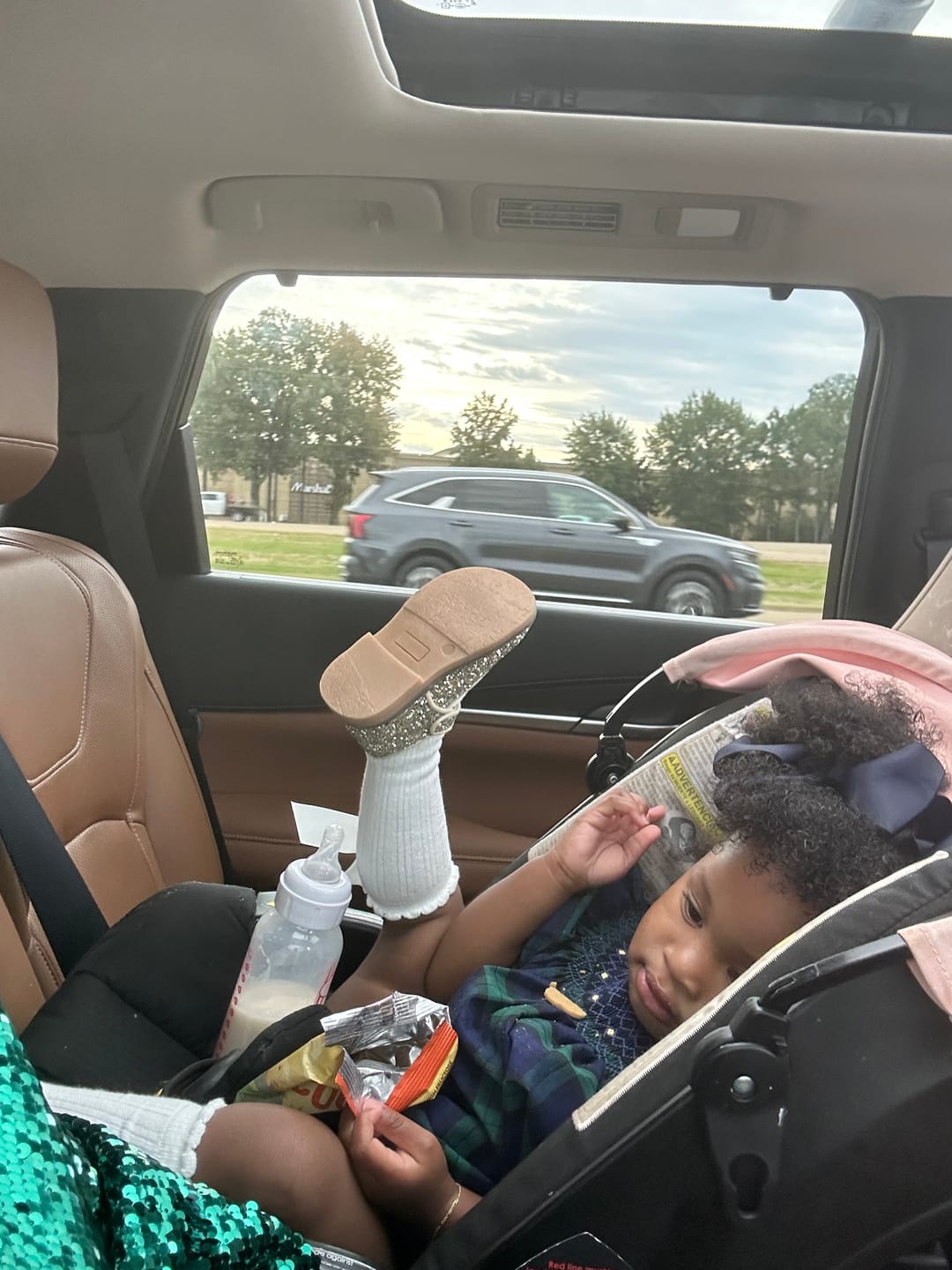 Customer photo review of Hamilton Plaid Navy & Green Smocked Bishop Dress