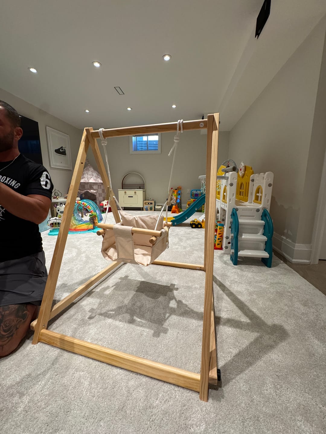 Customer photo review of Spruce - Baby and Toddler Foldable Wooden Swing Set