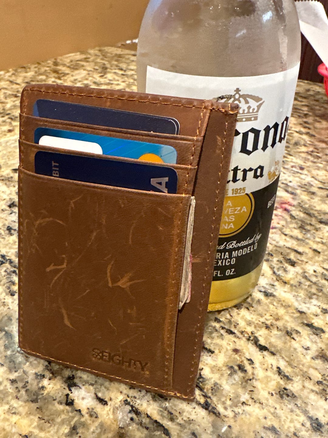 Customer photo review of 80Eighty® Cognac Leather Wallet