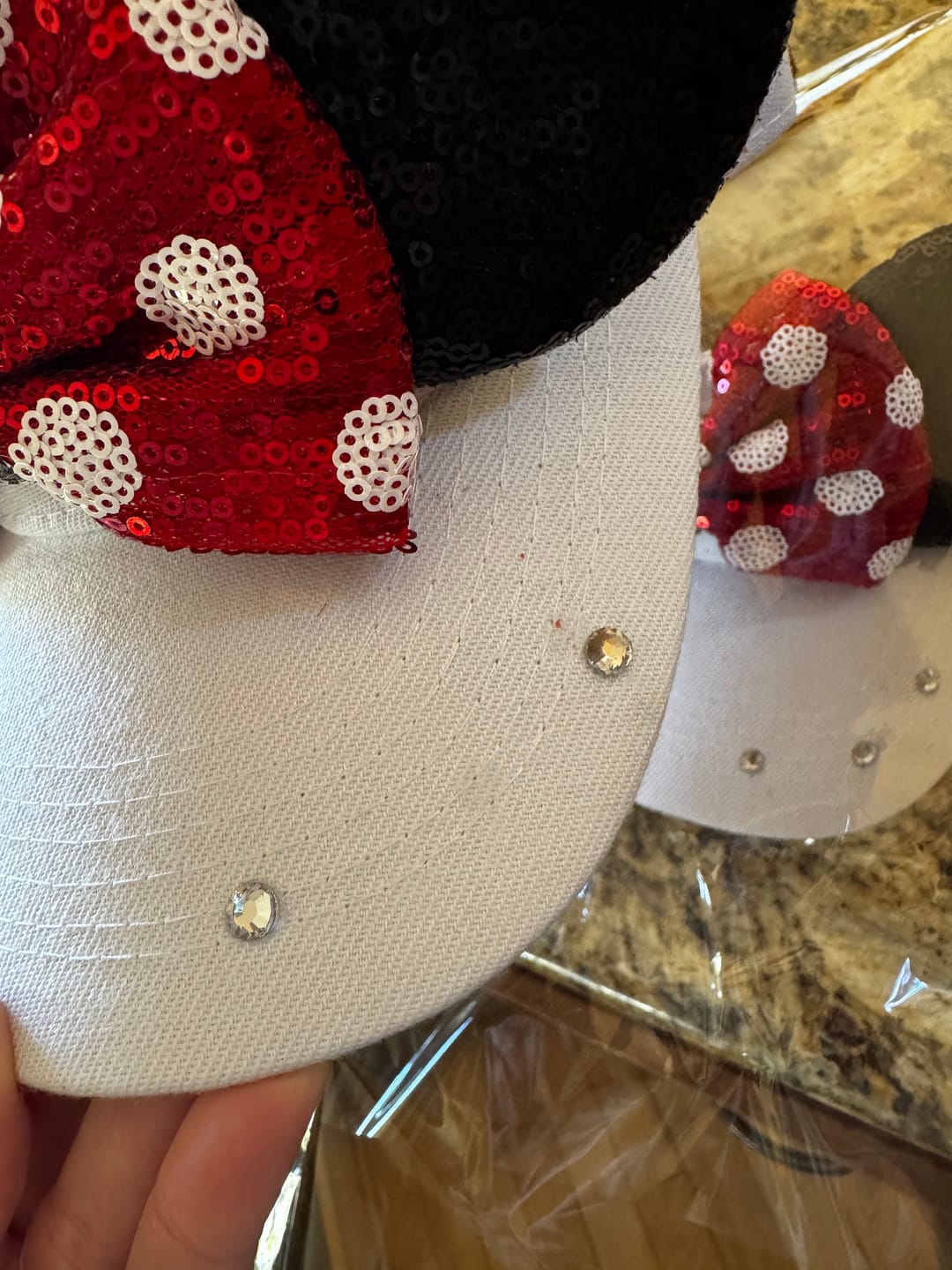 Customer photo review of Pink Minnie White Visor