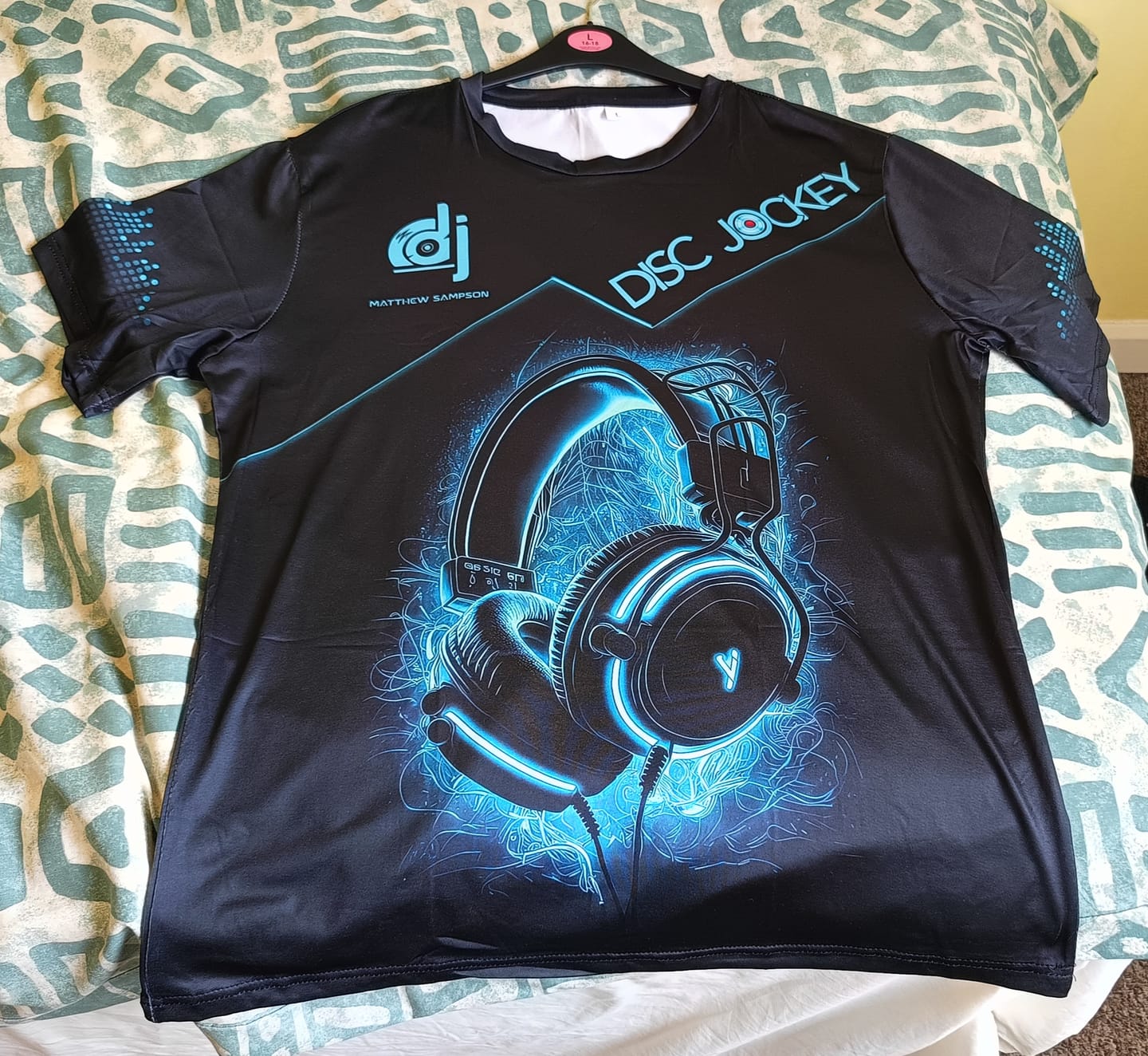Customer photo review of Unisex Shirt, Custom Name Disc Jockey T-Shirt, Gift For DJ, Music Lover Gift