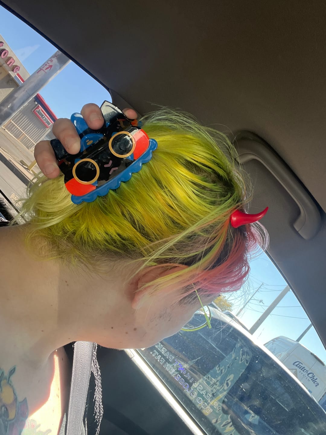 Customer photo review of Cat Clown Hair Clip!