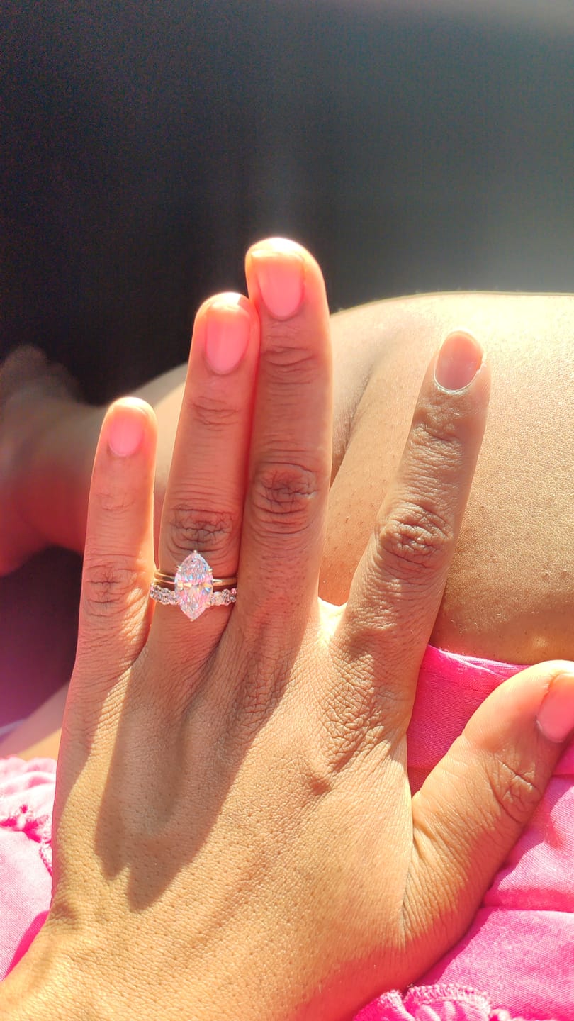 Customer photo review of S925 Special 3.0Ct Marquise Cut Wedding Set Bridal Rings With Wedding Band Travel Rings