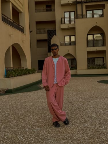 Customer photo review of Mens Solid Color Long Sleeve Two-Piece Outfit SKUK83267