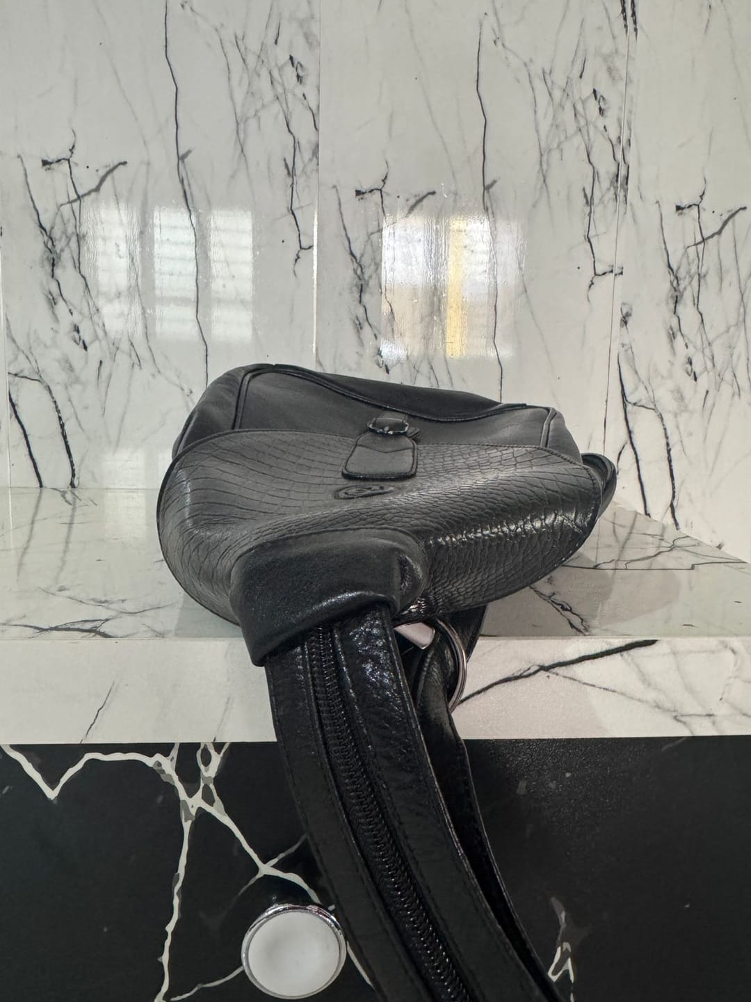 Customer photo review of Maroon Croco Leather Shoulder Bag