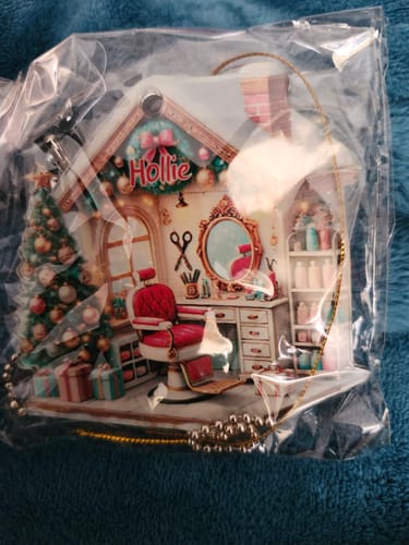 Customer photo review of Personalized Hair Salon Christmas Ornament - Hairdresser Ornament Decor | Exclusive Winter Hairdressing Fairy Tale For Hairdressers & Stylists
