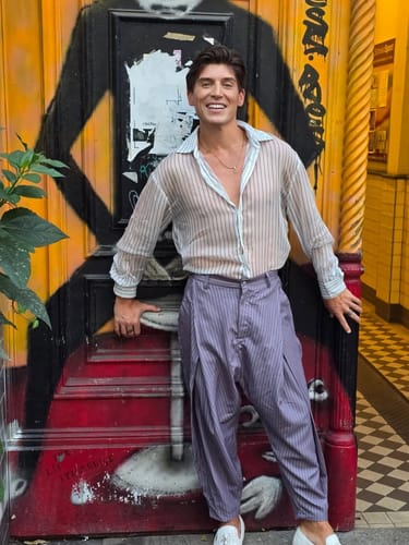 Customer photo review of Mens Minimalist Striped Long-Sleeve Shirt SKUK96640